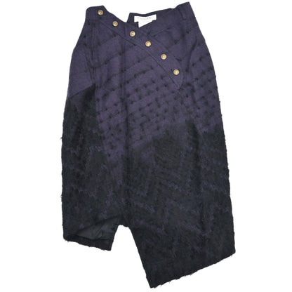Christian Dior 2000 Asymmetric Wool Mohair Skirt Purple Black #36
