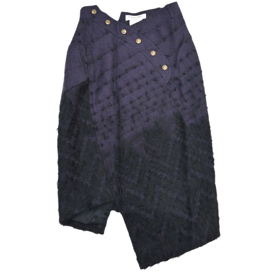 Christian Dior 2000 Asymmetric Wool Mohair Skirt Purple Black #36