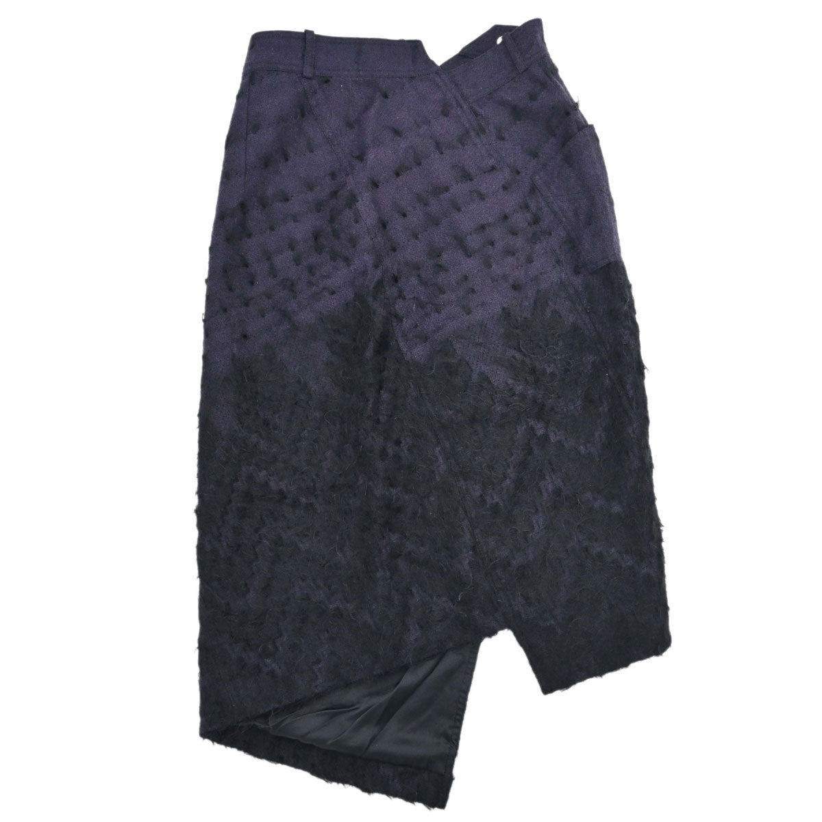 Christian Dior 2000 Asymmetric Wool Mohair Skirt Purple Black #36