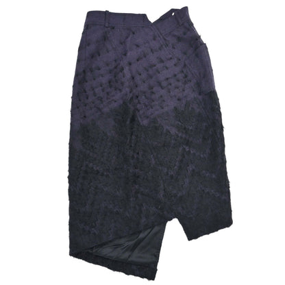 Christian Dior 2000 Asymmetric Wool Mohair Skirt Purple Black #36