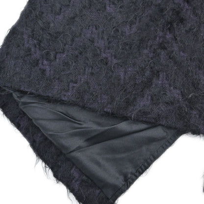 Christian Dior 2000 Asymmetric Wool Mohair Skirt Purple Black #36