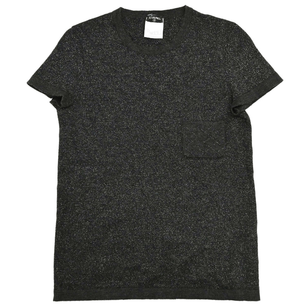 Chanel 2006 Short Sleeve T-shirt Glitter Top Dark Gray #38