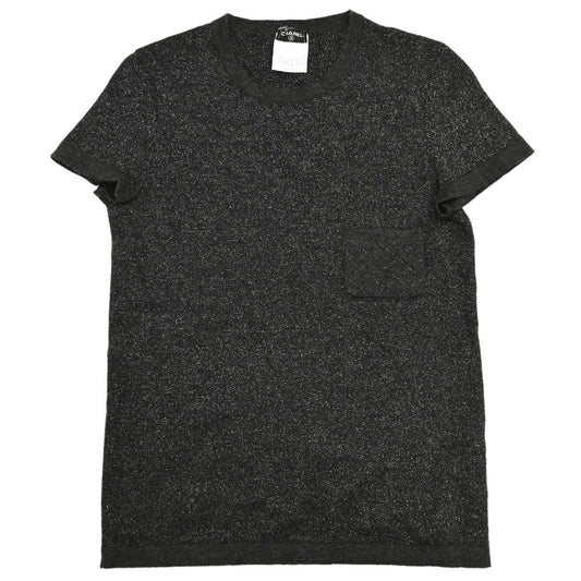 Chanel 2006 Short Sleeve T-shirt Glitter Top Dark Gray #38