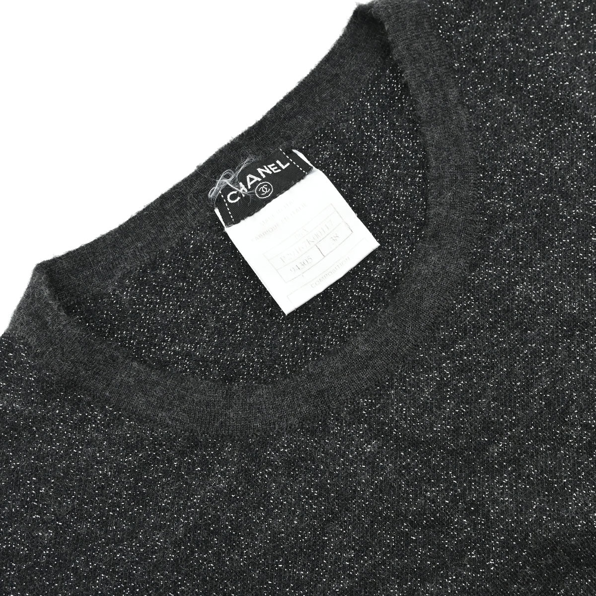 Chanel 2006 Short Sleeve T-shirt Glitter Top Dark Gray #38