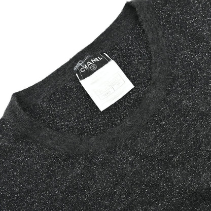 Chanel 2006 Short Sleeve T-shirt Glitter Top Dark Gray #38