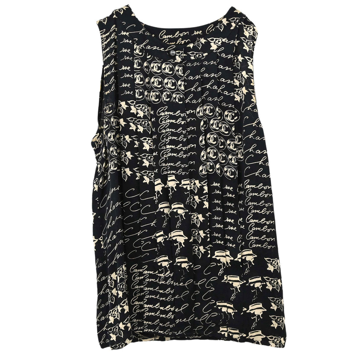 Chanel 2006 Silk Mademoiselle Graphic Print Sleeveless Top #38