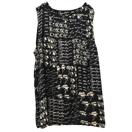 Chanel 2006 Silk Mademoiselle Graphic Print Sleeveless Top #38