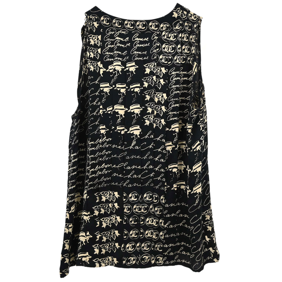 Chanel 2006 Silk Mademoiselle Graphic Print Sleeveless Top #38