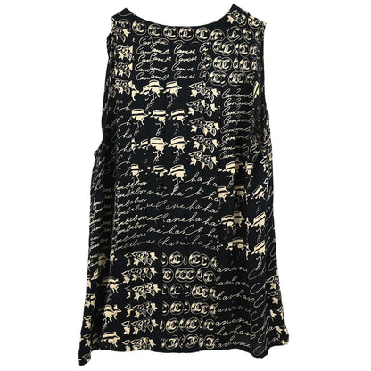 Chanel 2006 Silk Mademoiselle Graphic Print Sleeveless Top #38
