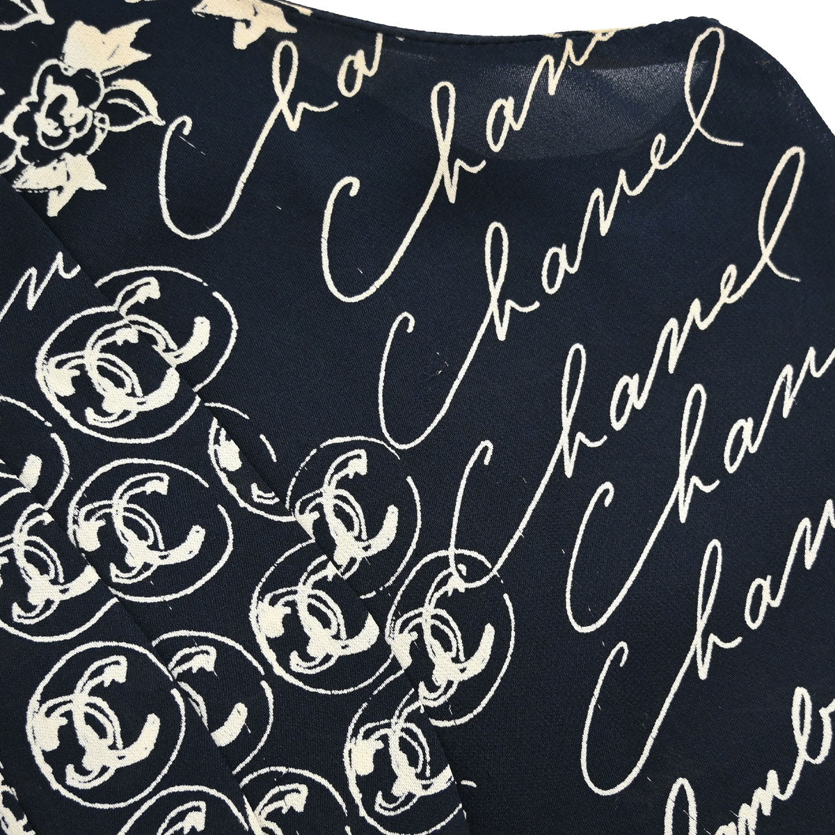 Chanel 2006 Silk Mademoiselle Graphic Print Sleeveless Top #38