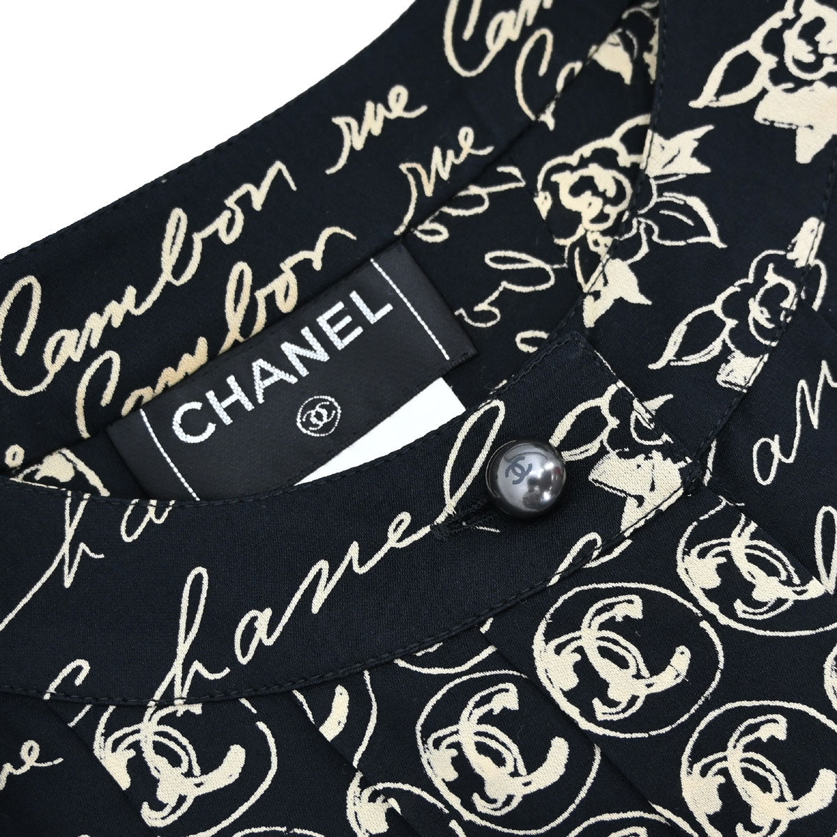 Chanel 2006 Silk Mademoiselle Graphic Print Sleeveless Top #38