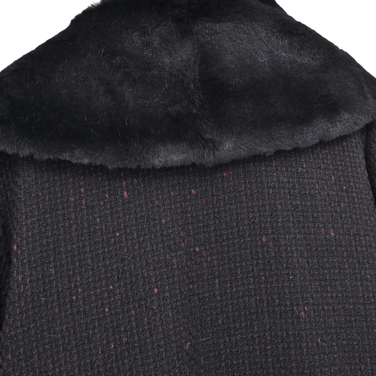 Chanel 2001 Rabbit Fur Trim Tweed A-Line Long Coat #38