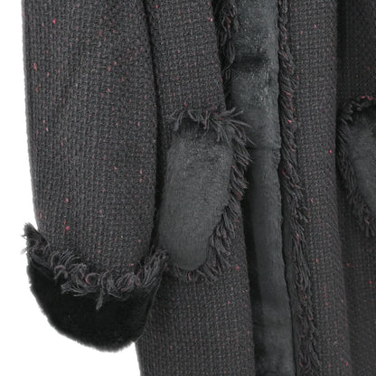 Chanel 2001 Rabbit Fur Trim Tweed A-Line Long Coat #38