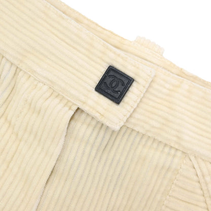 Chanel Sport Line Long Pants Corduroy Ivory #38