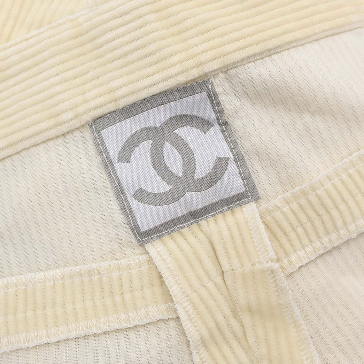 Chanel Sport Line Long Pants Corduroy Ivory #38
