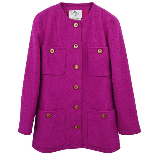 Chanel Collarless Tweed Jacket Pink #38