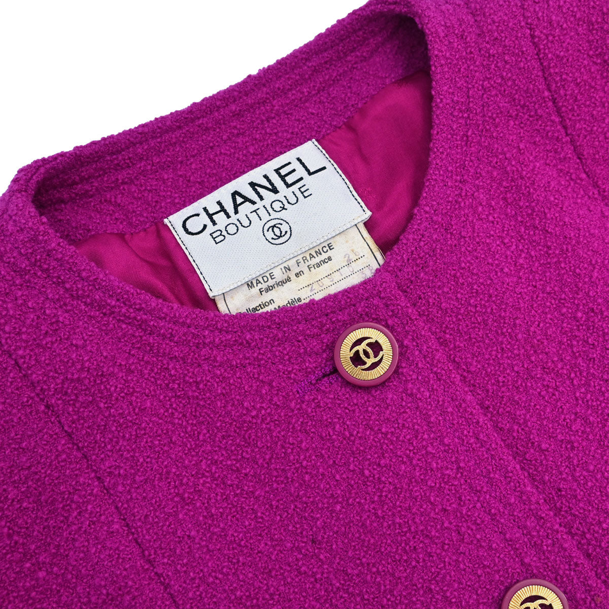 Chanel Collarless Tweed Jacket Pink #38