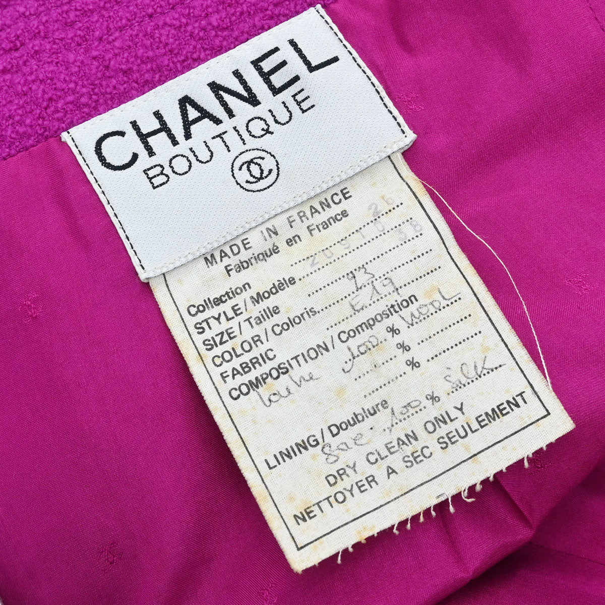Chanel Collarless Tweed Jacket Pink #38