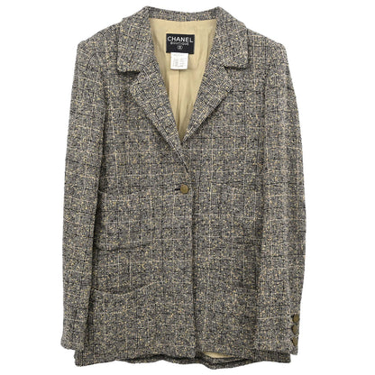 Chanel 1997 Single Breasted Tweed Jacket Brown #38