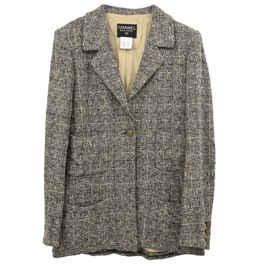Chanel 1997 Single Breasted Tweed Jacket Brown #38