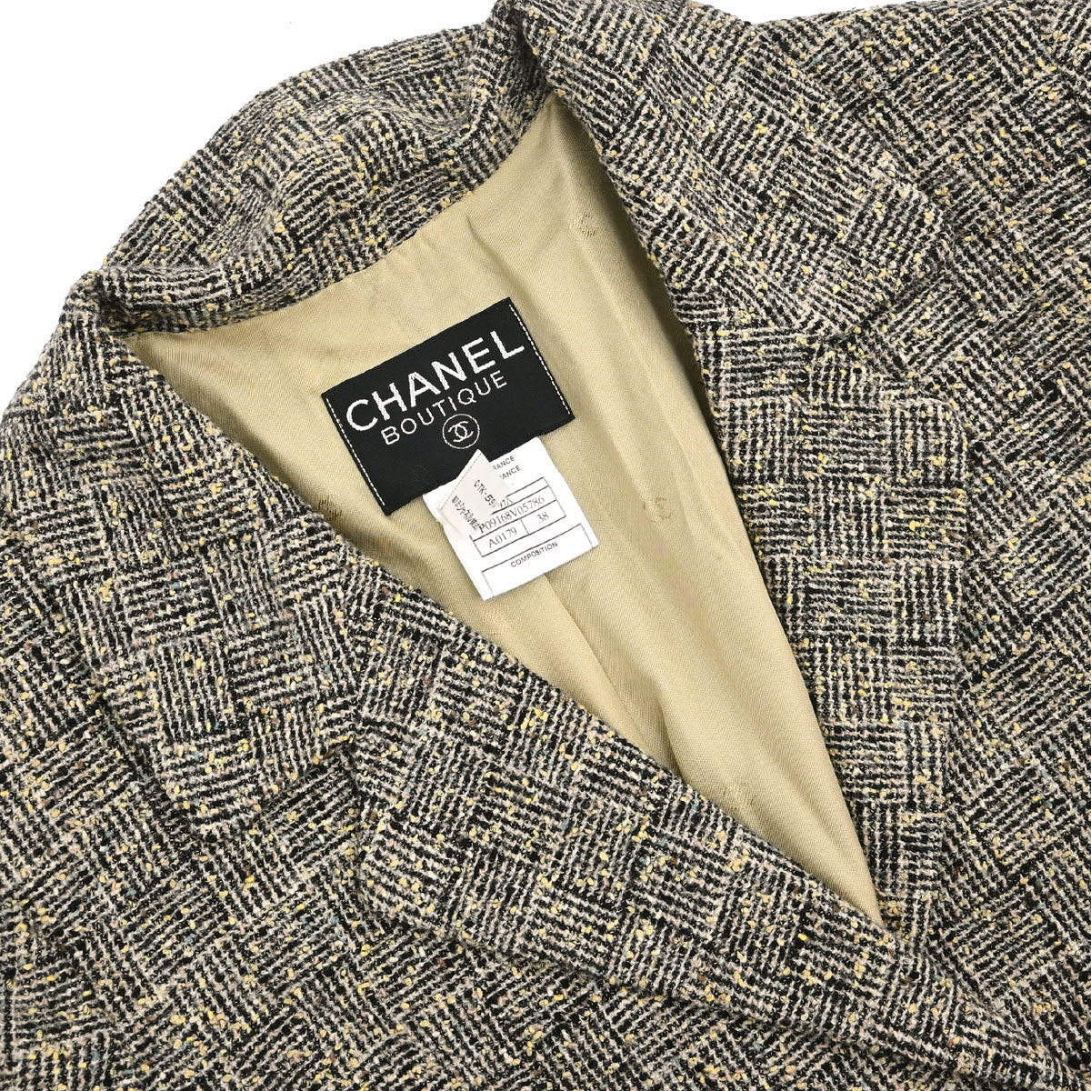 Chanel 1997 Single Breasted Tweed Jacket Brown #38