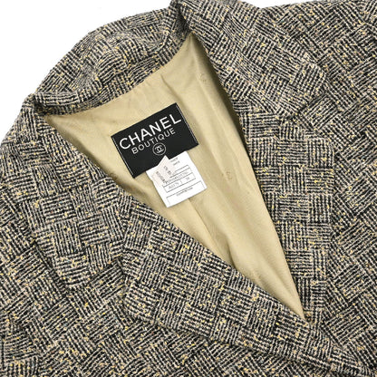 Chanel 1997 Single Breasted Tweed Jacket Brown #38