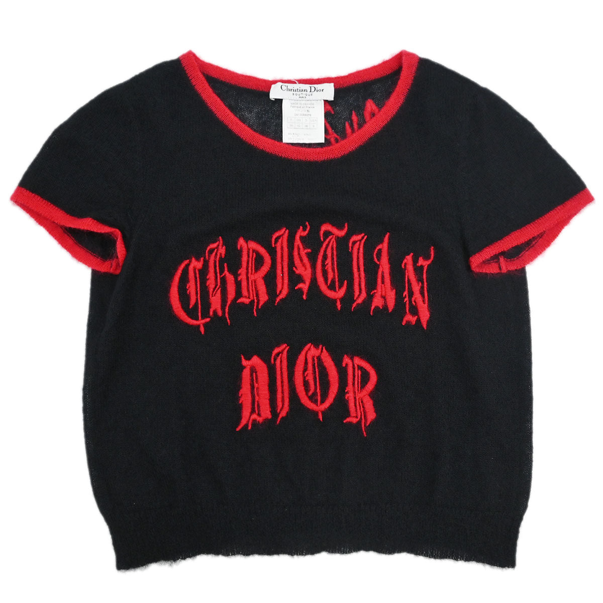 Christian Dior 2002 Short Sleeve Knit Top Black #38