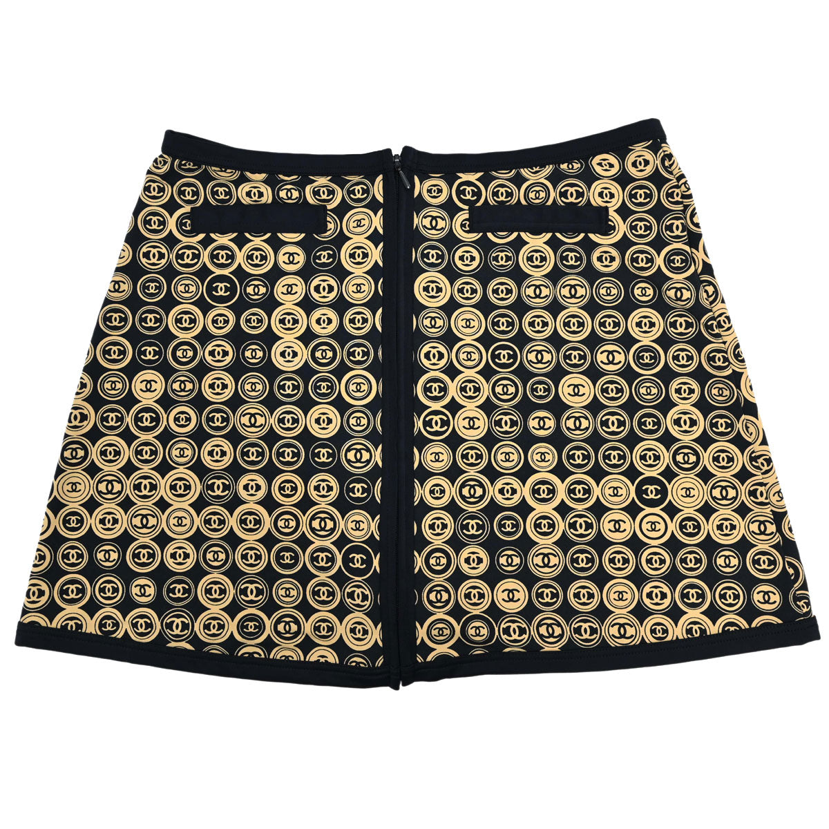 Chanel 2003 All-over Print Short Skirt Black Beige #38