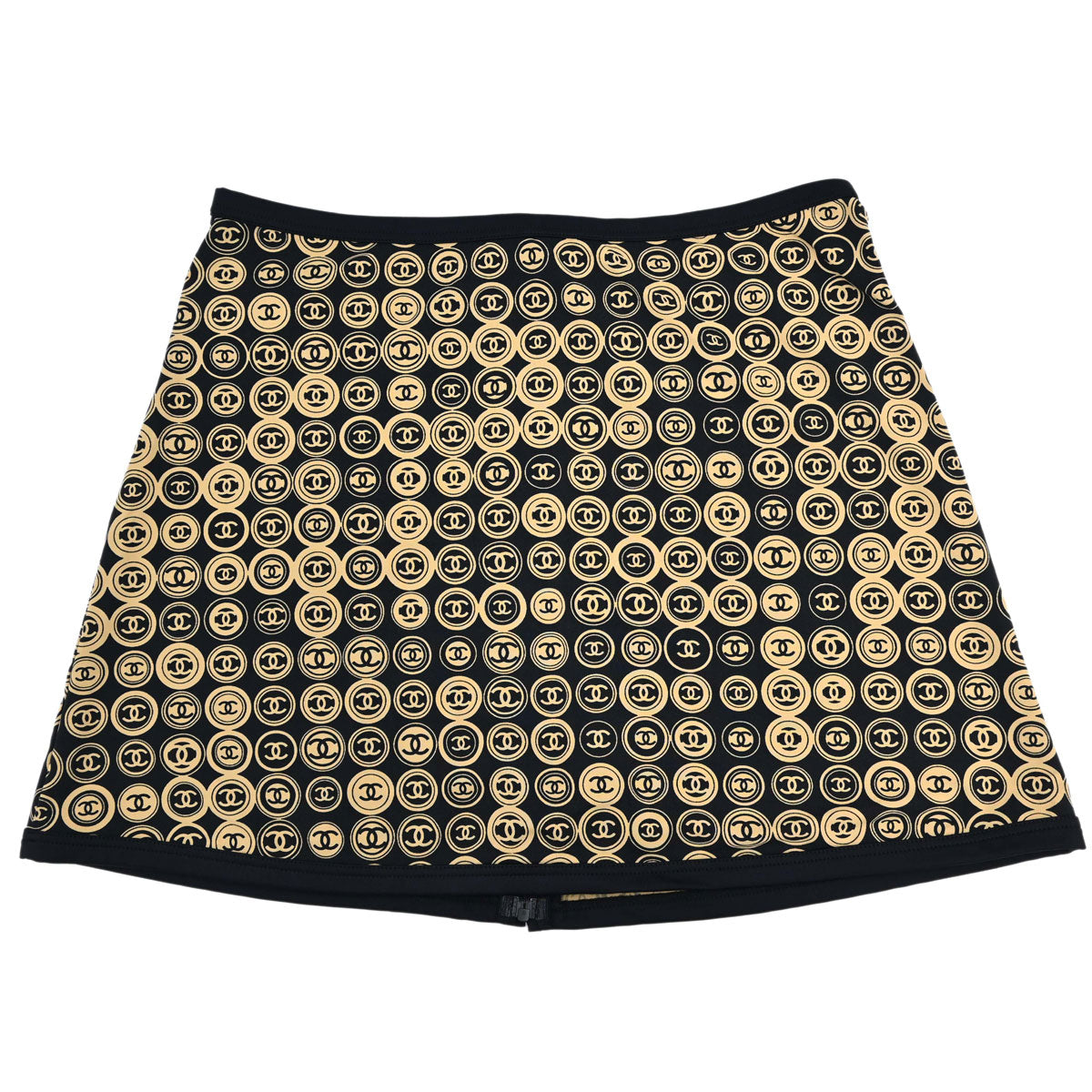 Chanel 2003 All-over Print Short Skirt Black Beige #38