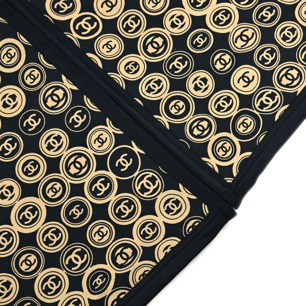 Chanel 2003 All-over Print Short Skirt Black Beige #38