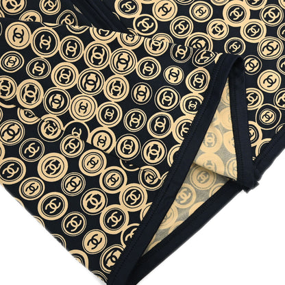 Chanel 2003 All-over Print Short Skirt Black Beige #38