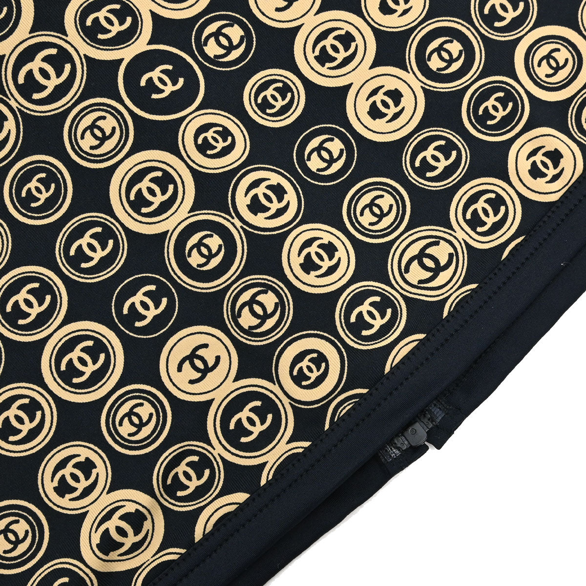 Chanel 2003 All-over Print Short Skirt Black Beige #38