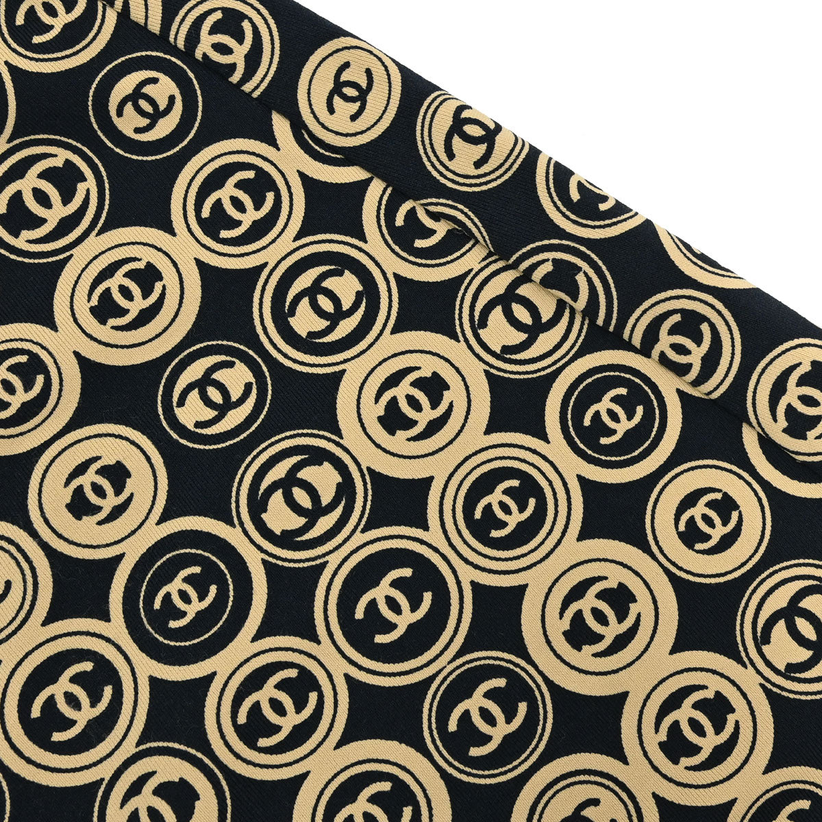 Chanel 2003 All-over Print Short Skirt Black Beige #38