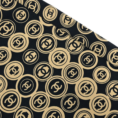 Chanel 2003 All-over Print Short Skirt Black Beige #38