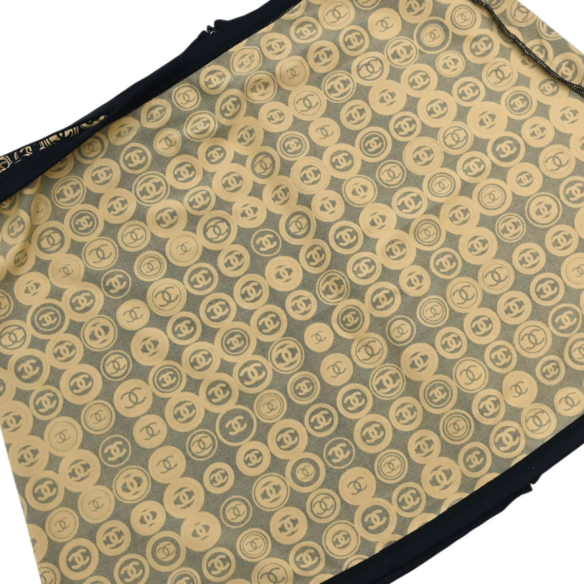 Chanel 2003 All-over Print Short Skirt Black Beige #38