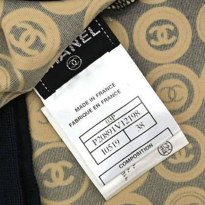 Chanel 2003 All-over Print Short Skirt Black Beige #38