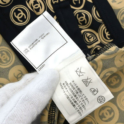 Chanel 2003 All-over Print Short Skirt Black Beige #38