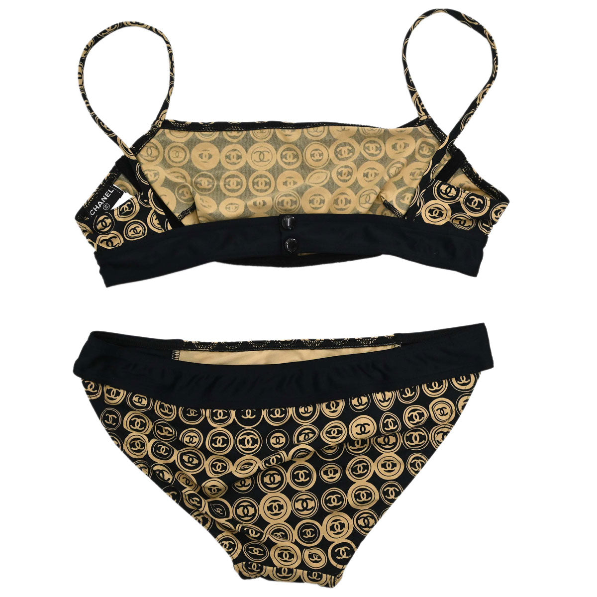 Chanel 2003 Swimwear Swimsuit Beige Black #40