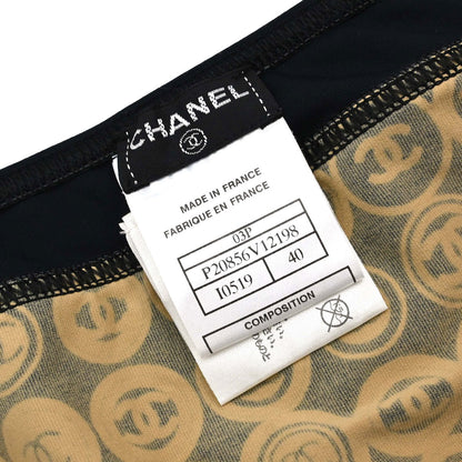 Chanel 2003 Swimwear Swimsuit Beige Black #40