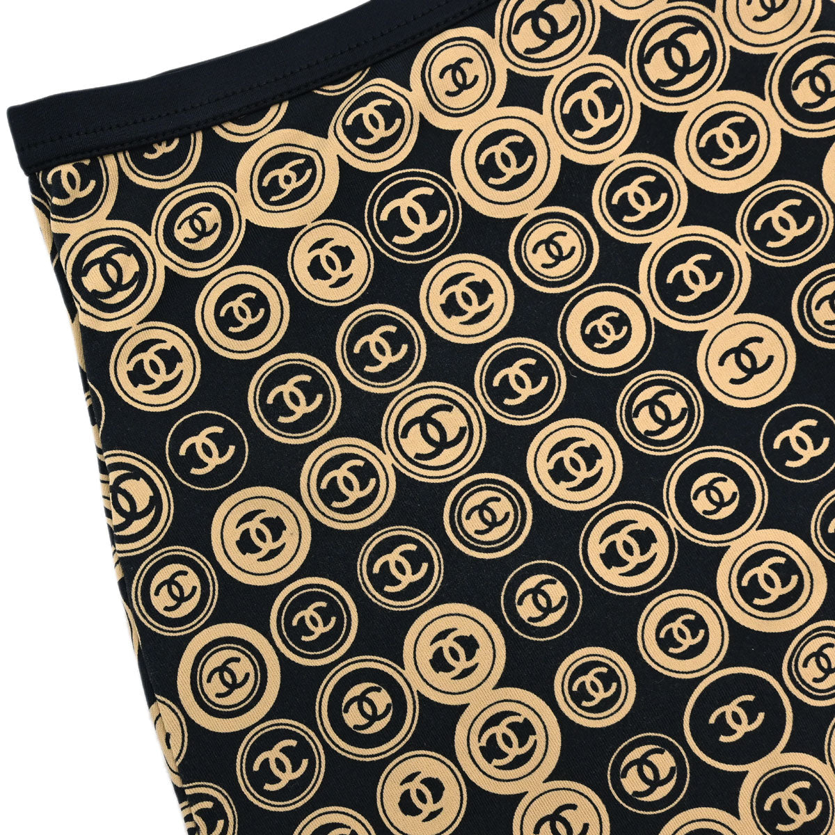 Chanel 2003 All-over Print Short Skirt Black Beige #36