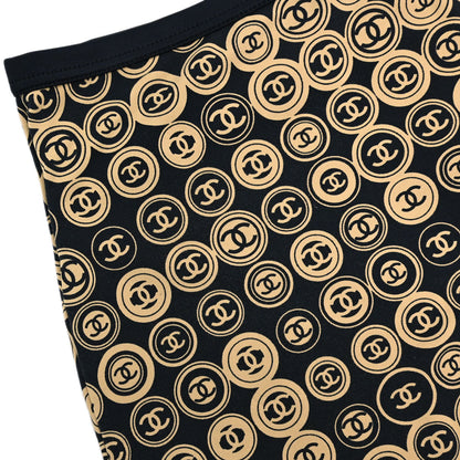 Chanel 2003 All-over Print Short Skirt Black Beige #36