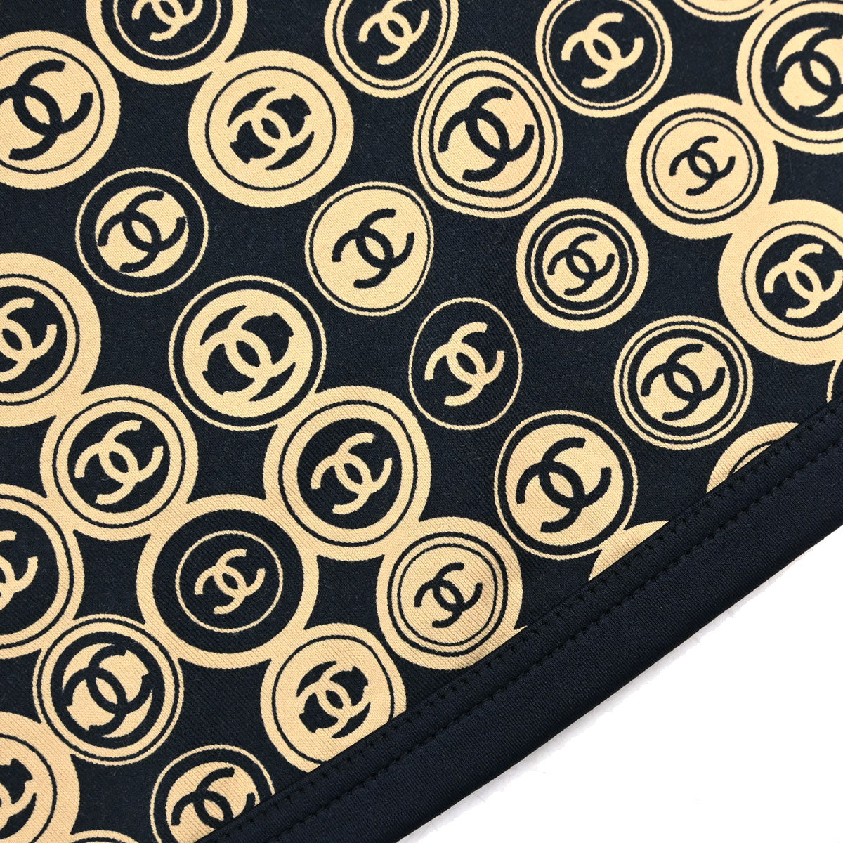 Chanel 2003 All-over Print Short Skirt Black Beige #36