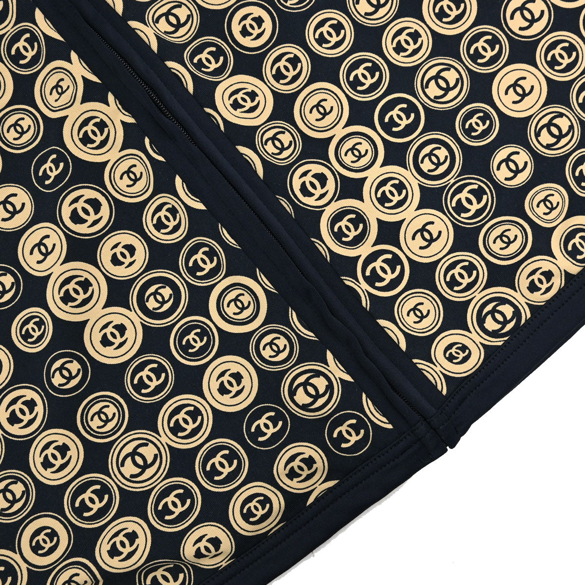Chanel 2003 All-over Print Short Skirt Black Beige #36