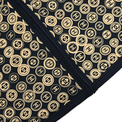 Chanel 2003 All-over Print Short Skirt Black Beige #36