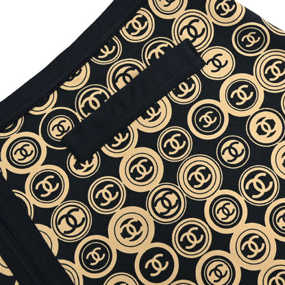 Chanel 2003 All-over Print Short Skirt Black Beige #36