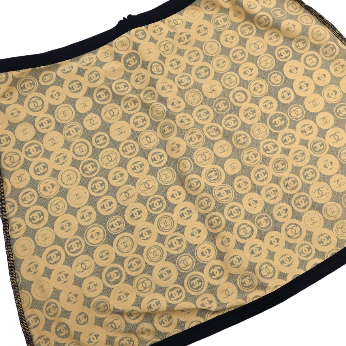 Chanel 2003 All-over Print Short Skirt Black Beige #36