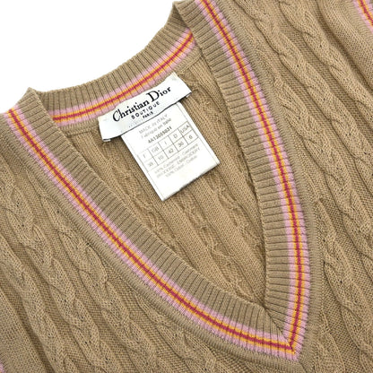 Christian Dior 2004 Sleeveless Vest Top Embroidery Beige #38