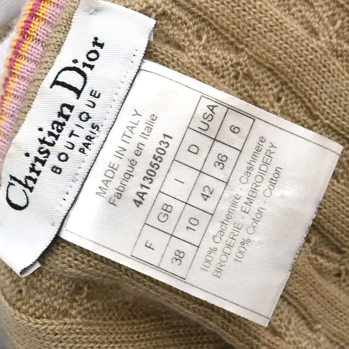 Christian Dior 2004 Sleeveless Vest Top Embroidery Beige #38