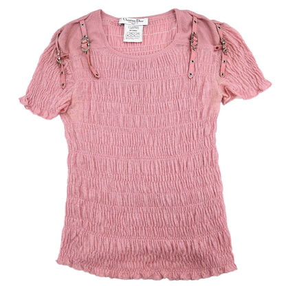 Christian Dior 2003 Short Sleeve Gathered Top Pink #36