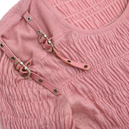 Christian Dior 2003 Short Sleeve Gathered Top Pink #36